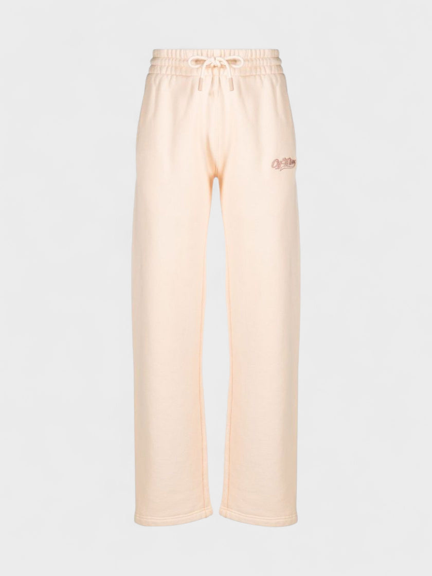 Embroidered Baseball Logo Tapered Sweatpants Nude