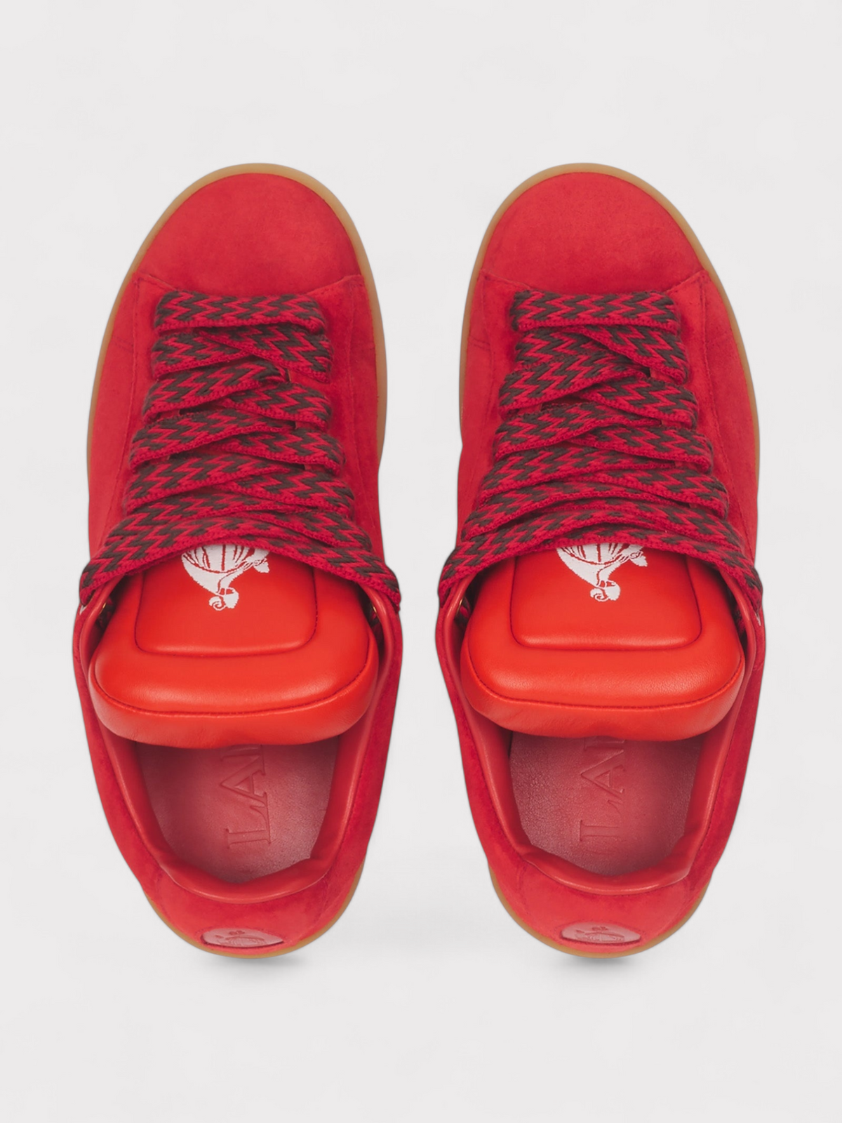 Lanvin X Future Hyper Curb Sneakers Leather Suede Red Wmns