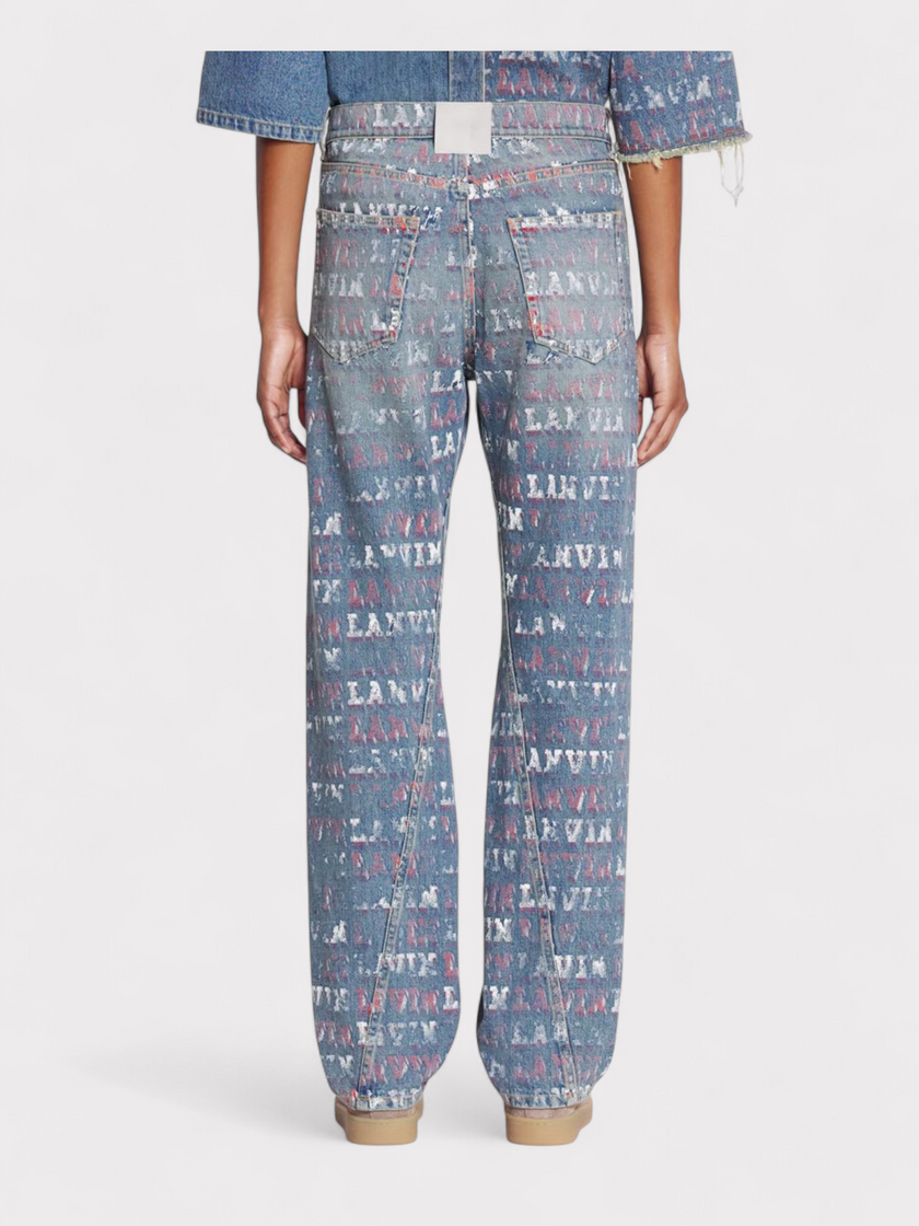 Lanvin X Future Straight Fit Printed Pants For Men Blue