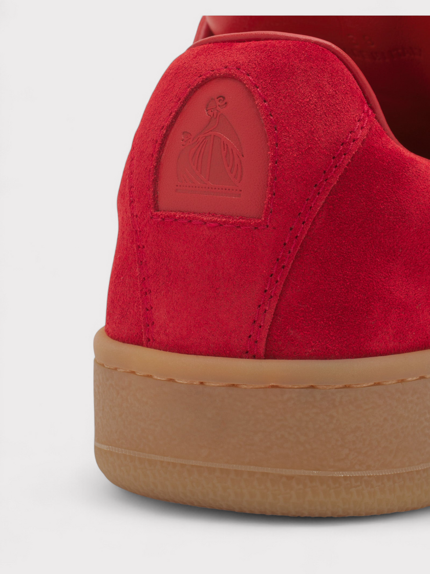 Lanvin X Future Hyper Curb Sneakers Leather Suede Red Wmns