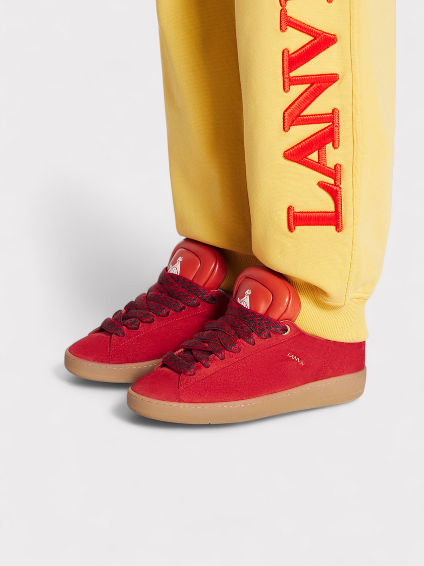Lanvin X Future Hyper Curb Sneakers Leather Suede Red