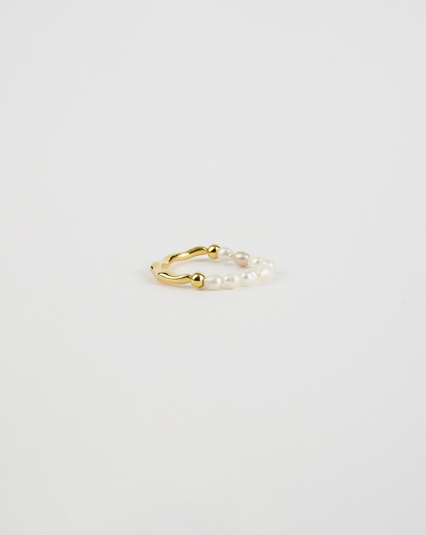 Hammered Pearl Ring