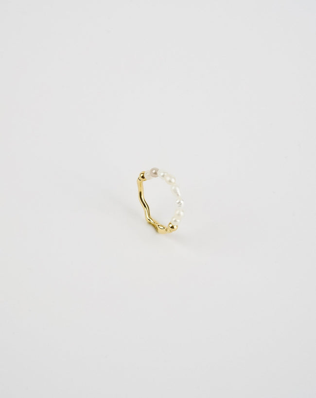 Hammered Pearl Ring