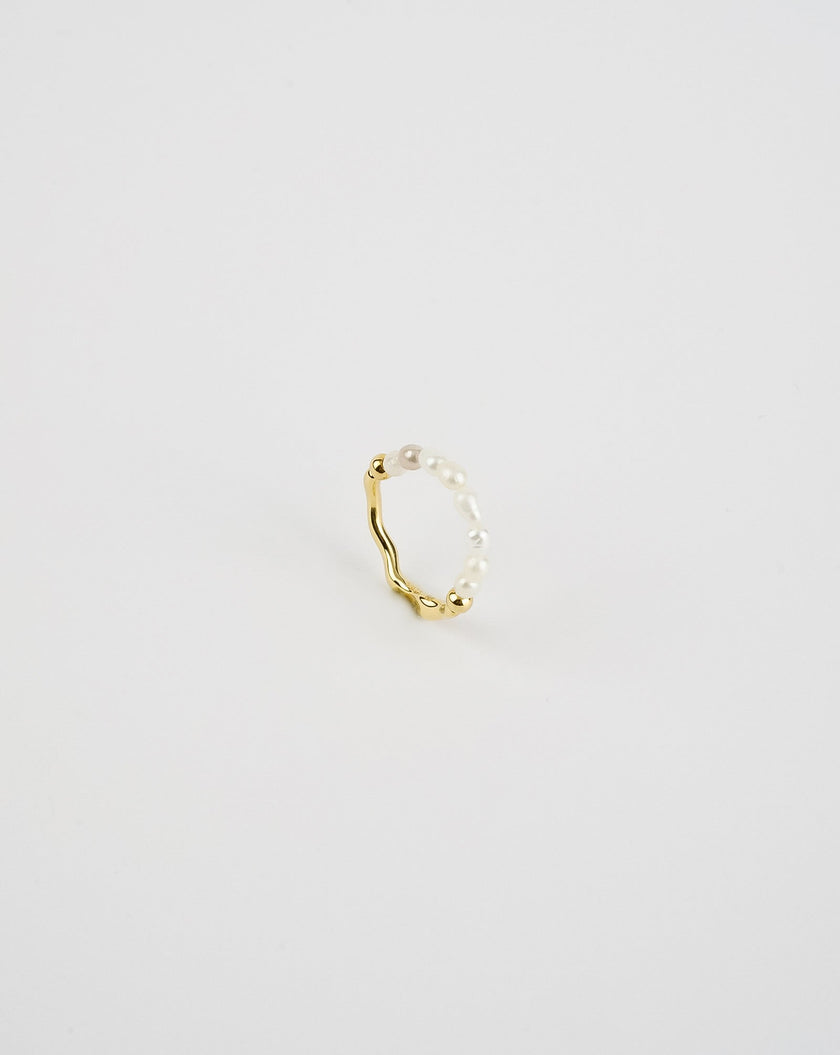 Hammered Pearl Ring