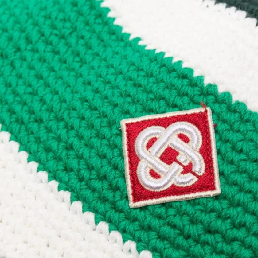 Cotton Crochet Hat Green White