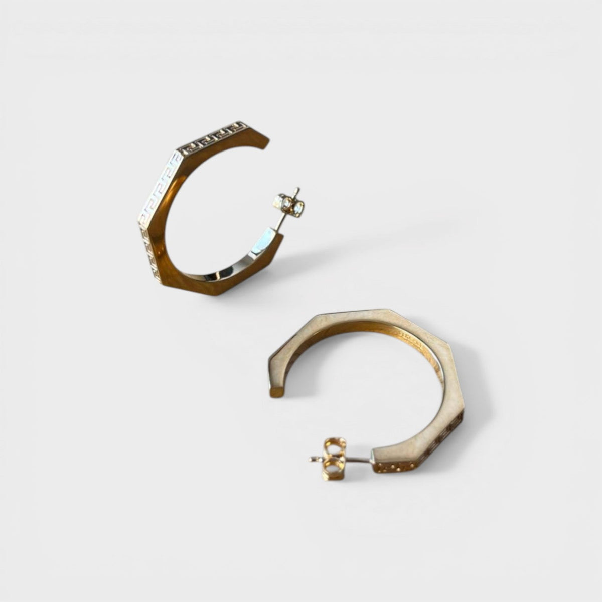 Hex Greca Earrings Gold