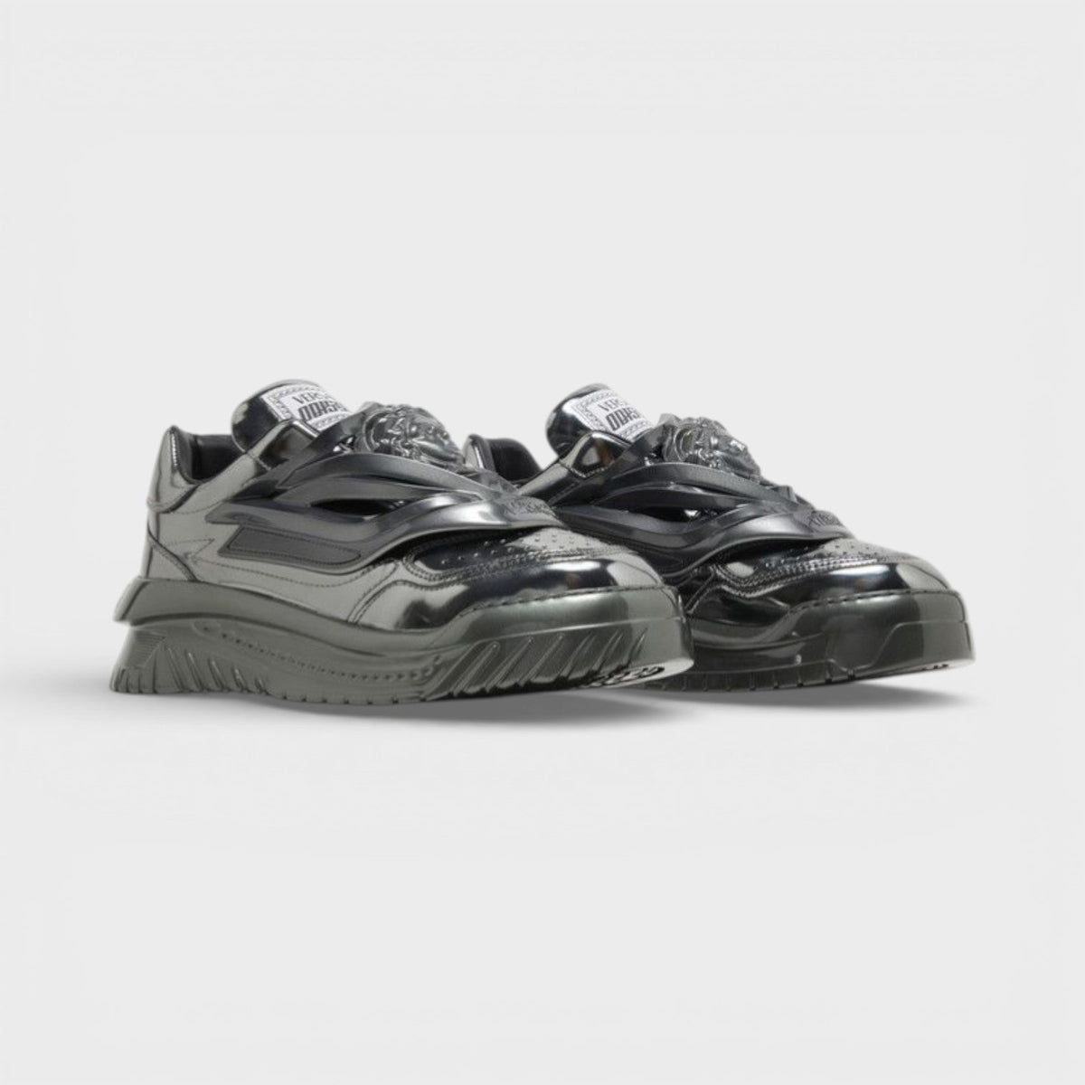Odissea Leather Low-top Trainers In Gunmetal