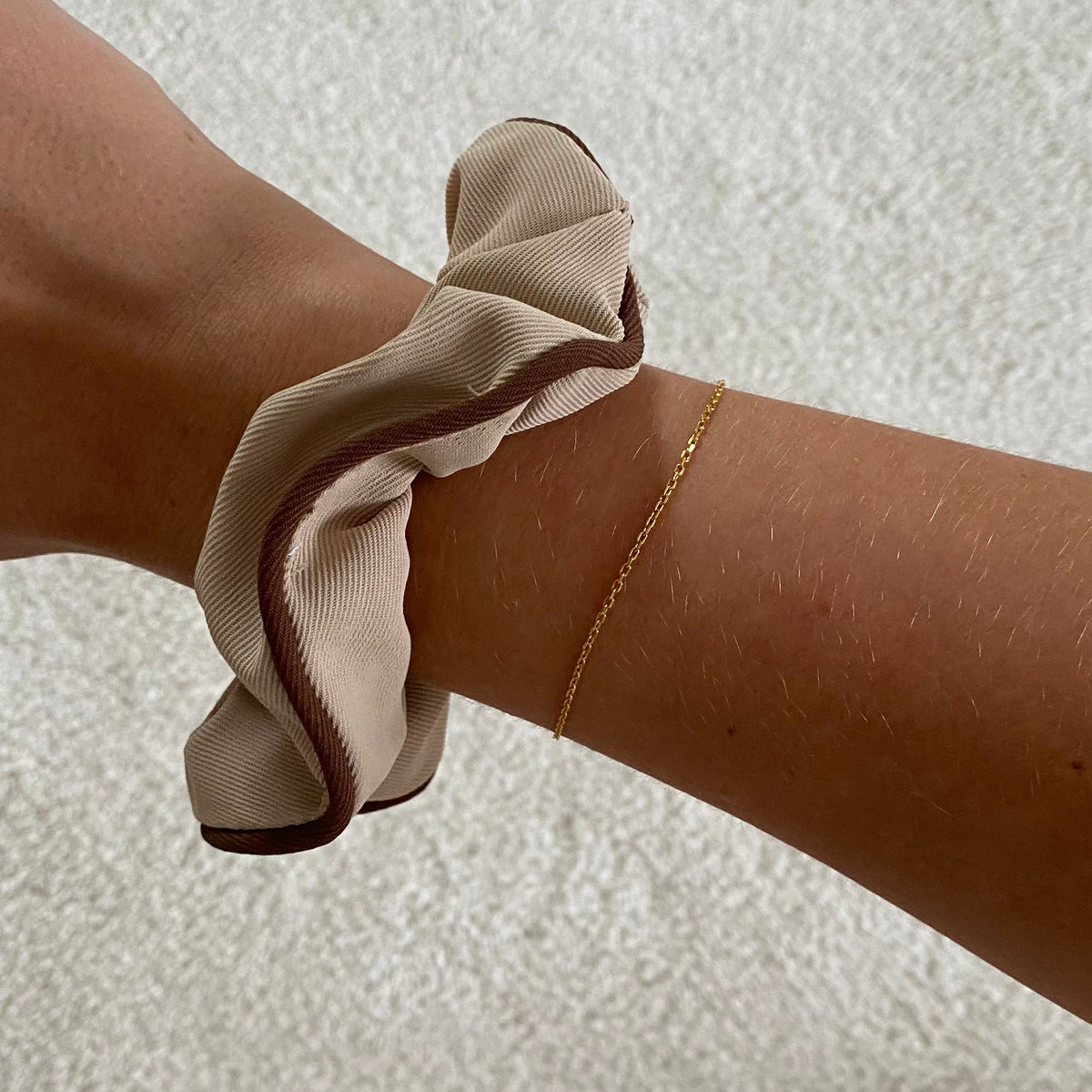Brooklyn Beige And Brown Scrunchie