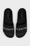 Valentino Logo Rubber Sliders Black