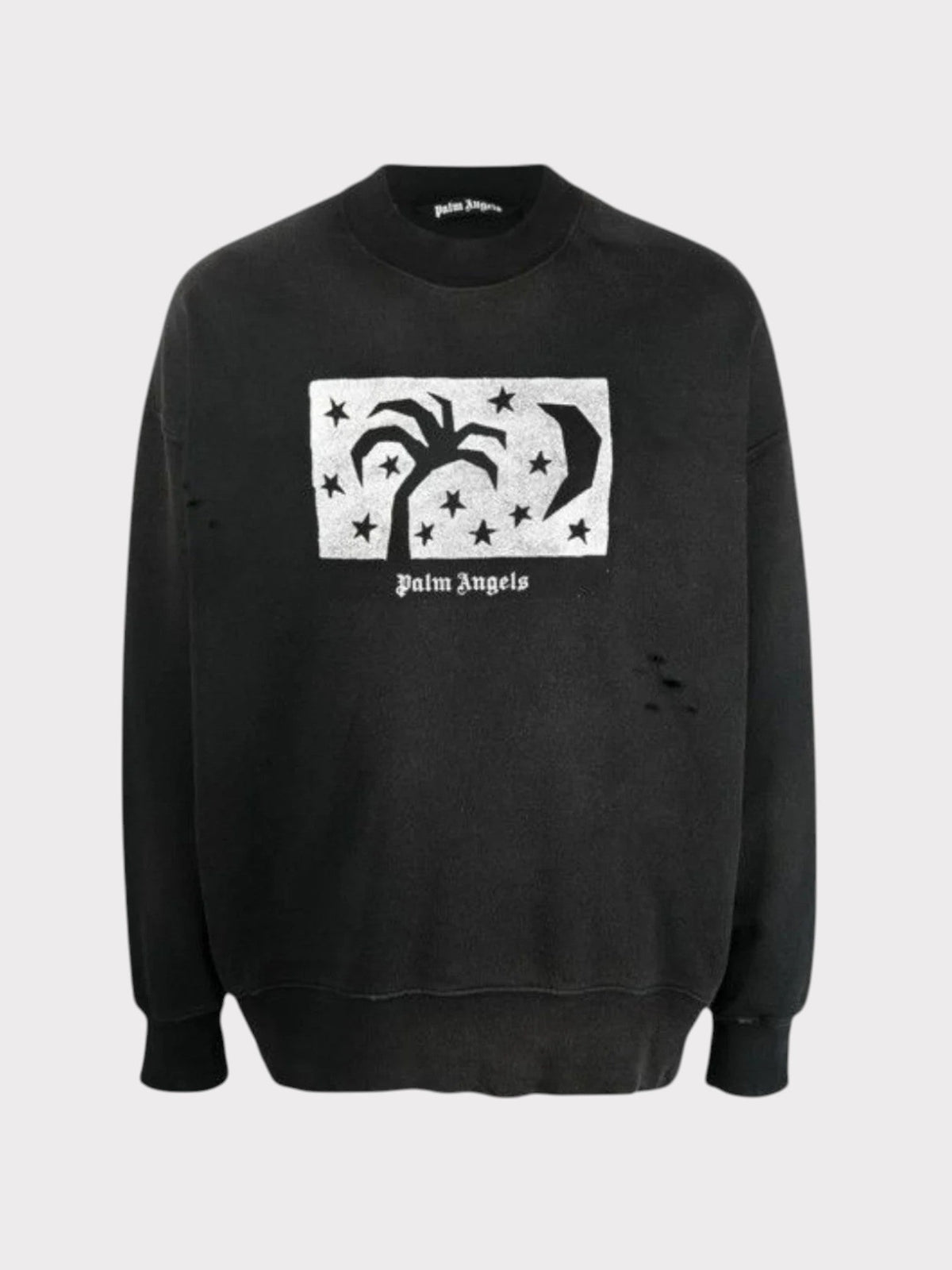 Palm Angels Glitered Nightsky Logo Crewneck Black