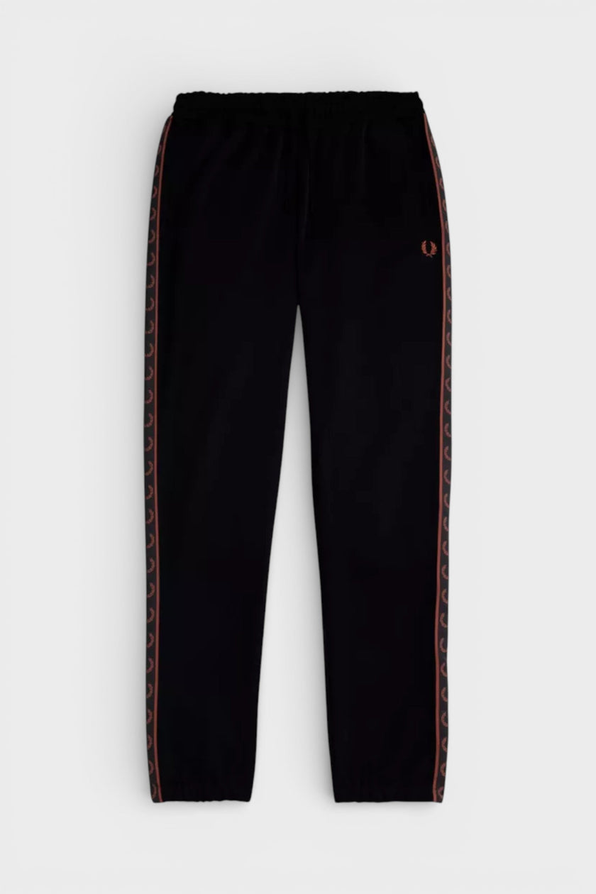 Fred Perry Contrast Taped Track Pants Black Brown