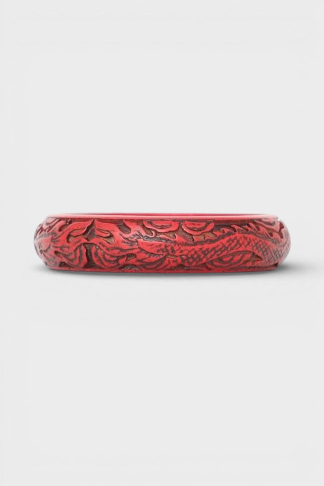 Gucci FW 2019 Dragon Engraved Wooden Bangle Red