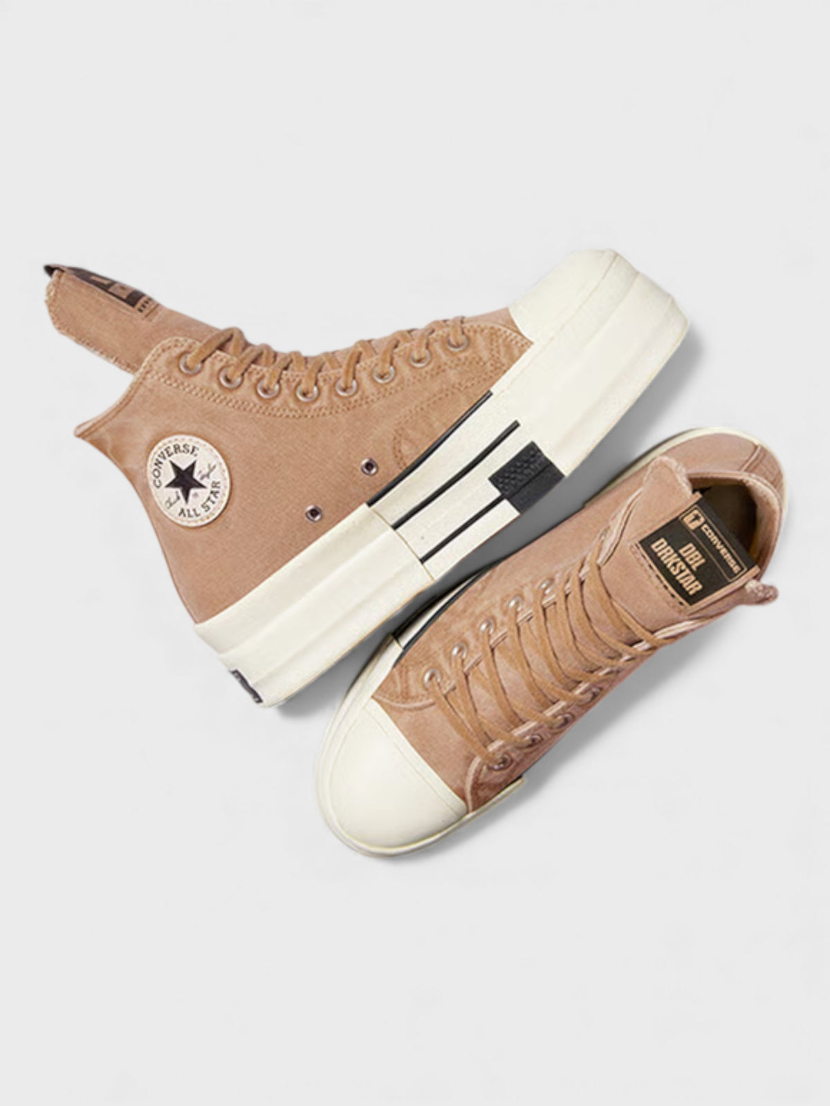 Rick Owens DRKSHDW DBL DRKSTAR Chuck 70 High Washed Canvas Brown