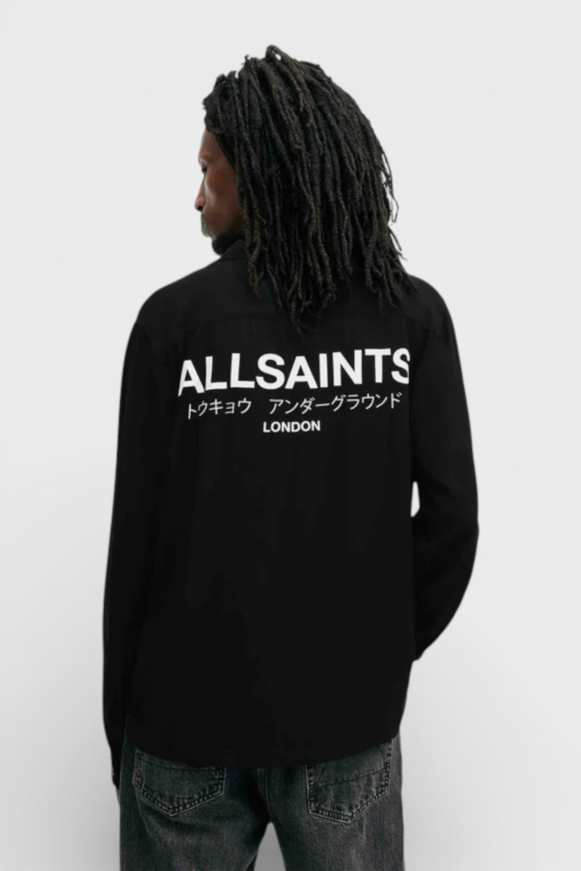 All Saints Underground Long Sleeve Relaxed Fit Shirt Black