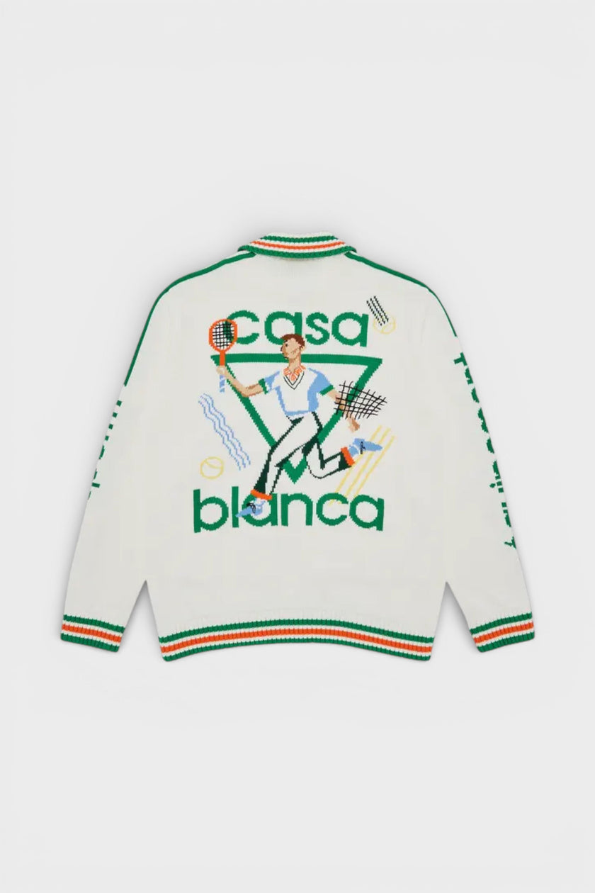 Le Jeu Intarsia Knit Jacket White