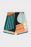Drawstring Silk Shorts Court Abstrait