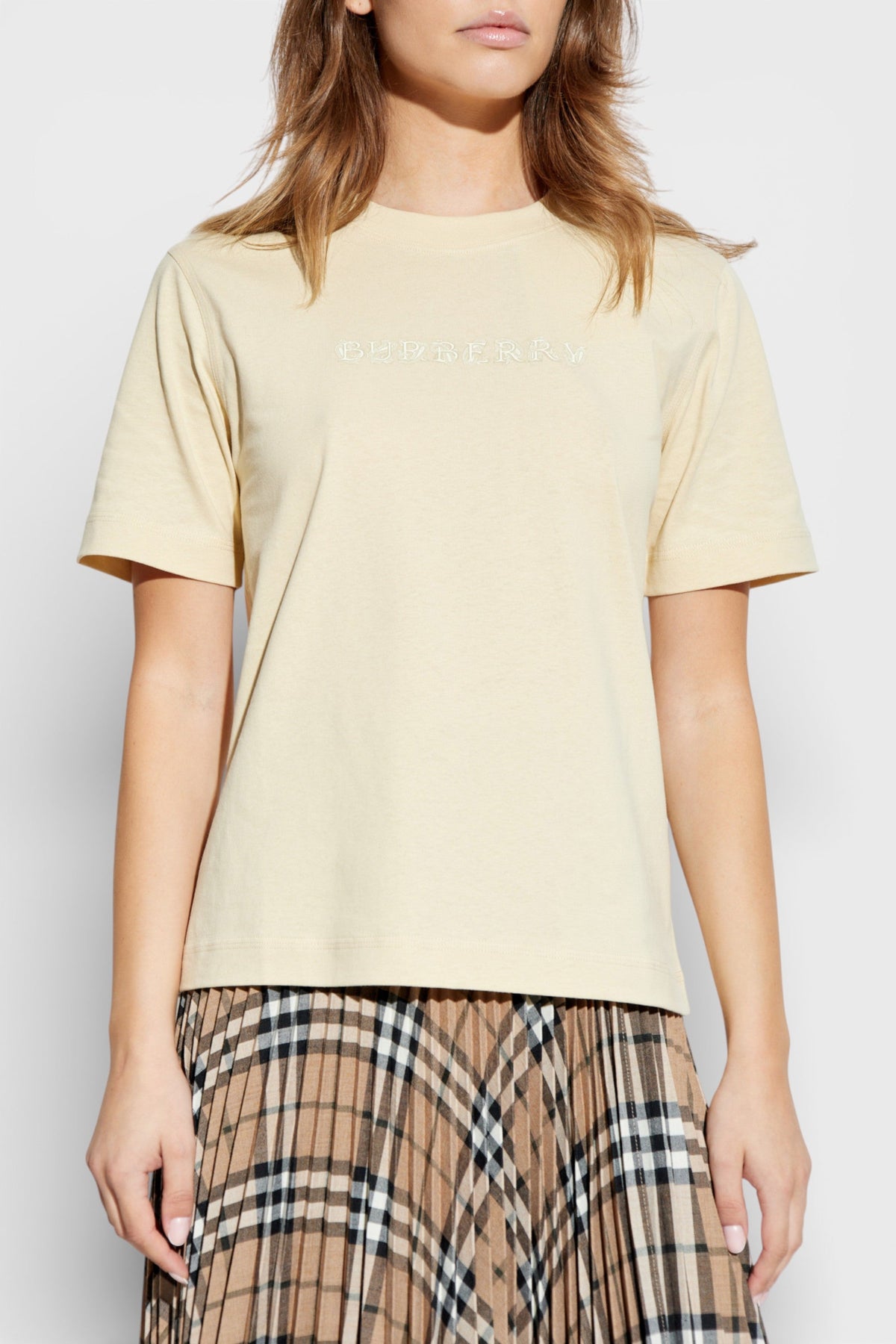 Paisley Print Logo T Shirt Candle Beige