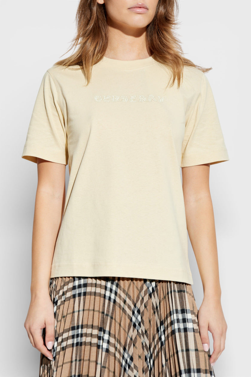 Paisley Print Logo T Shirt Candle Beige