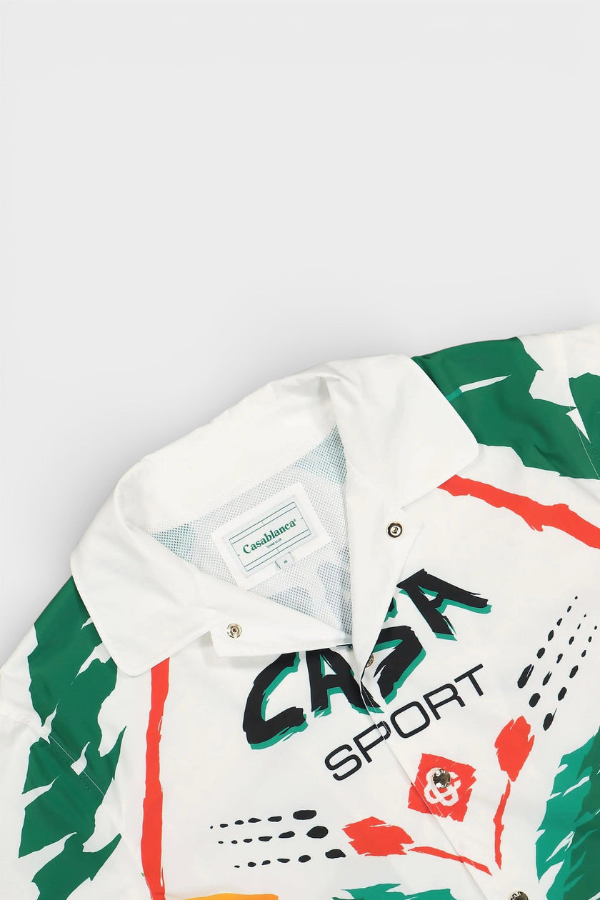 Printed Coach Jacket Casa Moto White