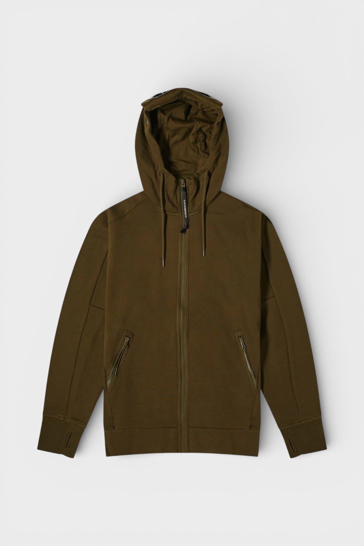 Diagonal Fleece Zip Goggle Hoodie Ivy Green