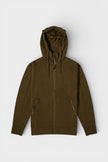 Diagonal Fleece Zip Goggle Hoodie Ivy Green