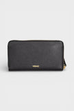 Versace Virtus Black Leather Long Wallet