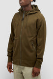 Diagonal Fleece Zip Goggle Hoodie Ivy Green