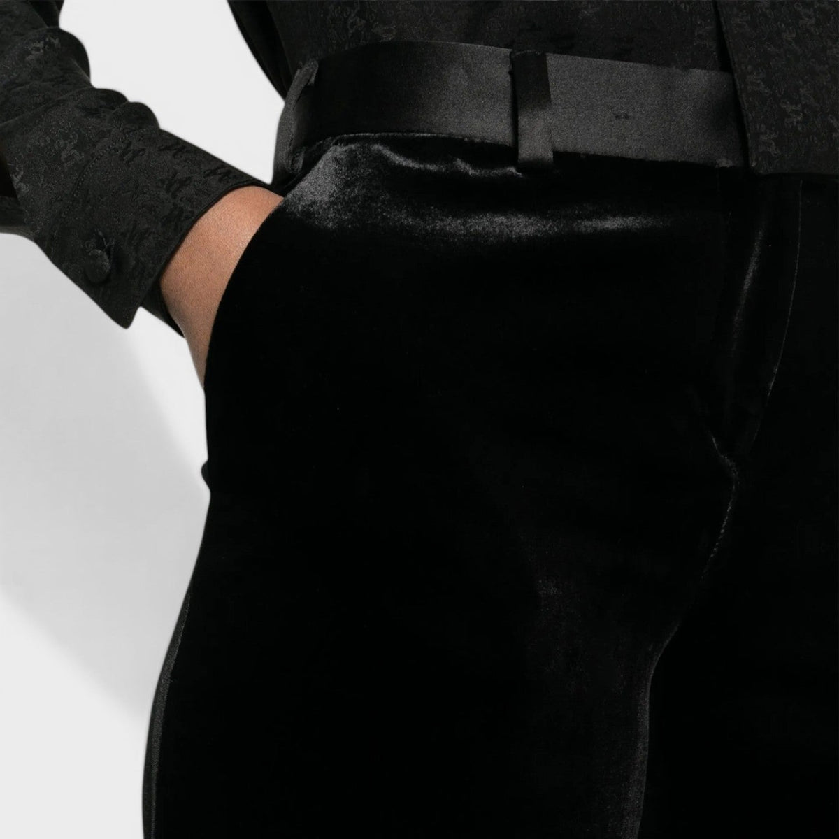Velvet Tailored Trousers Black