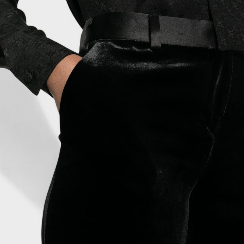 Velvet Tailored Trousers Black