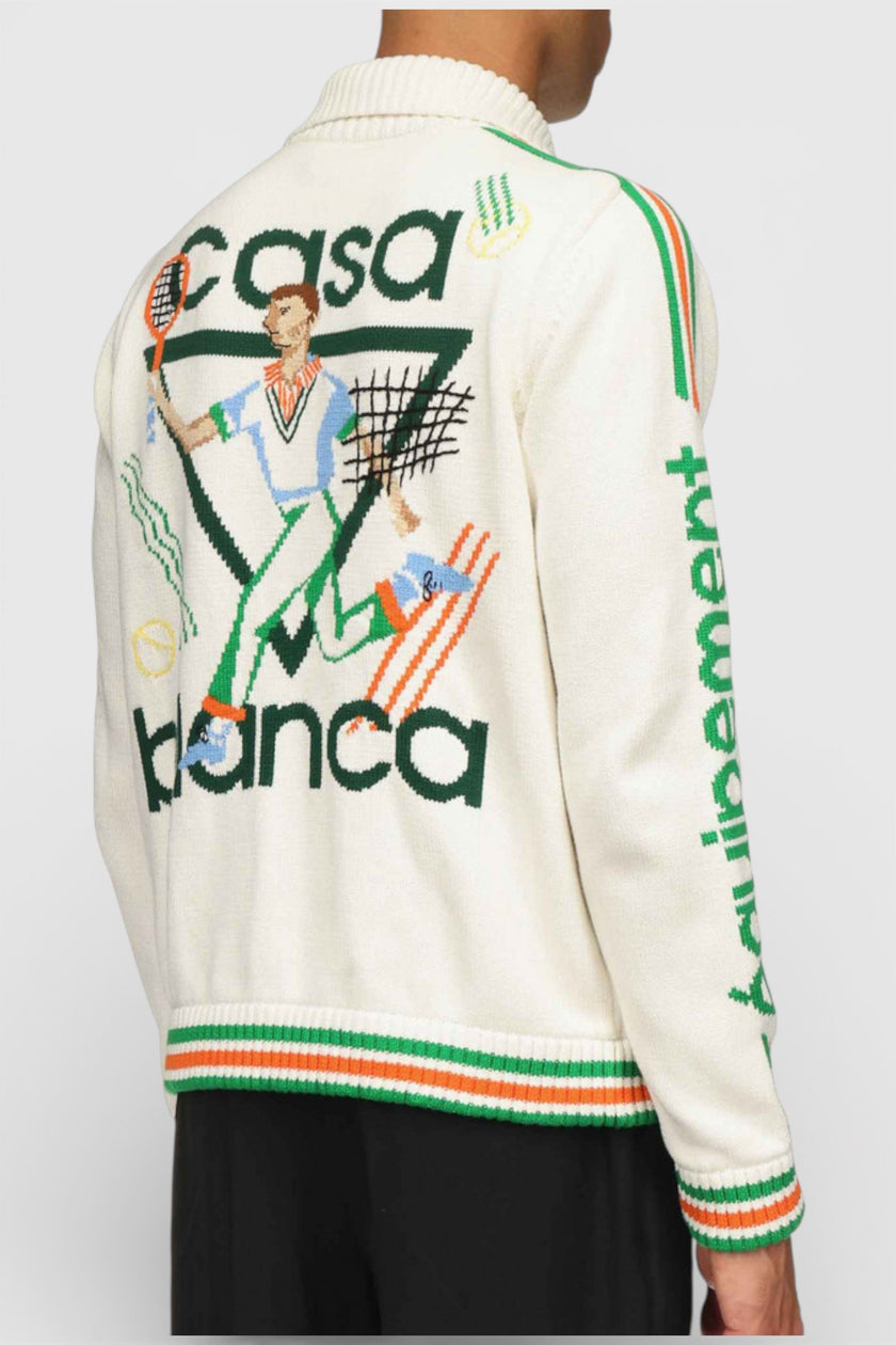 Le Jeu Intarsia Knit Jacket White
