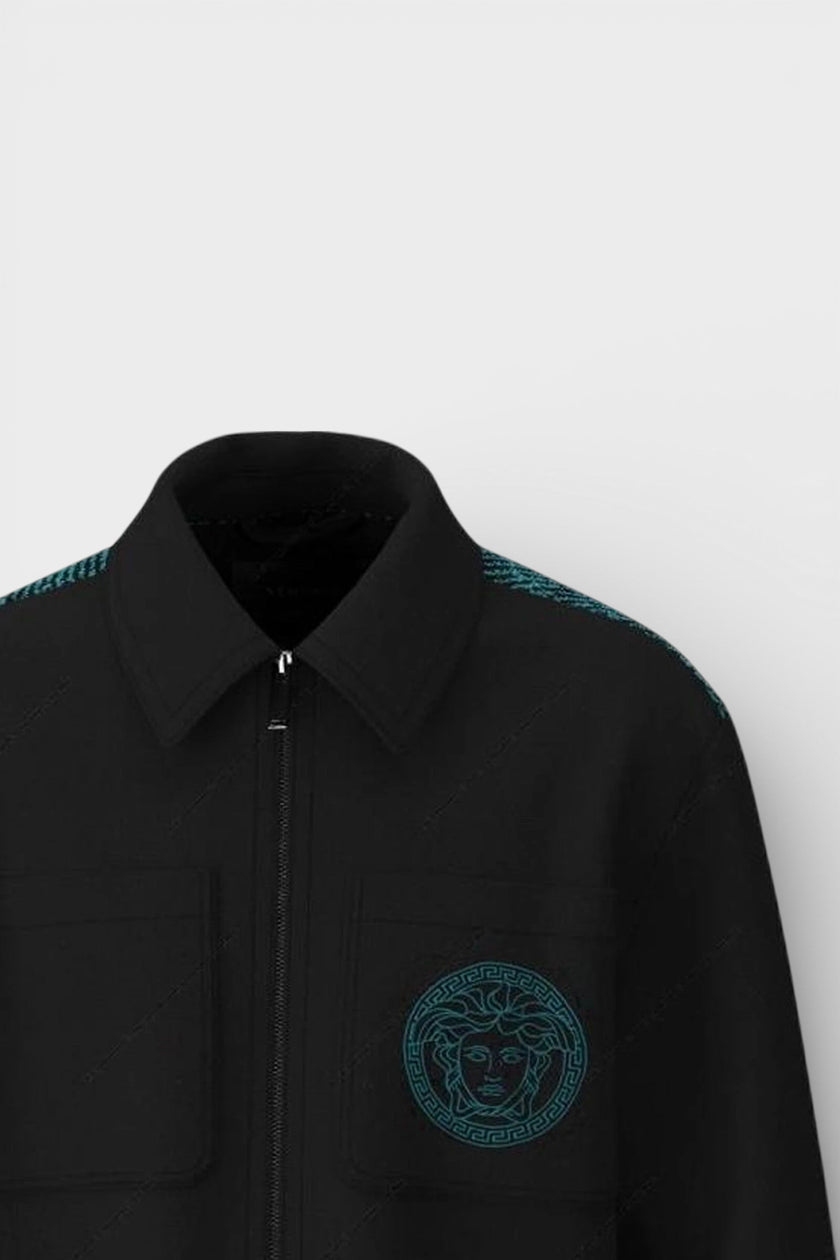 Medussa Logo Blouson Canvas Jacket Black Blue