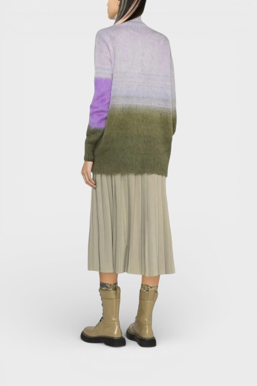 Off-White Mohair Helvetica Logo Turtleneck Military Green Lilac