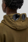 Diagonal Fleece Zip Goggle Hoodie Ivy Green
