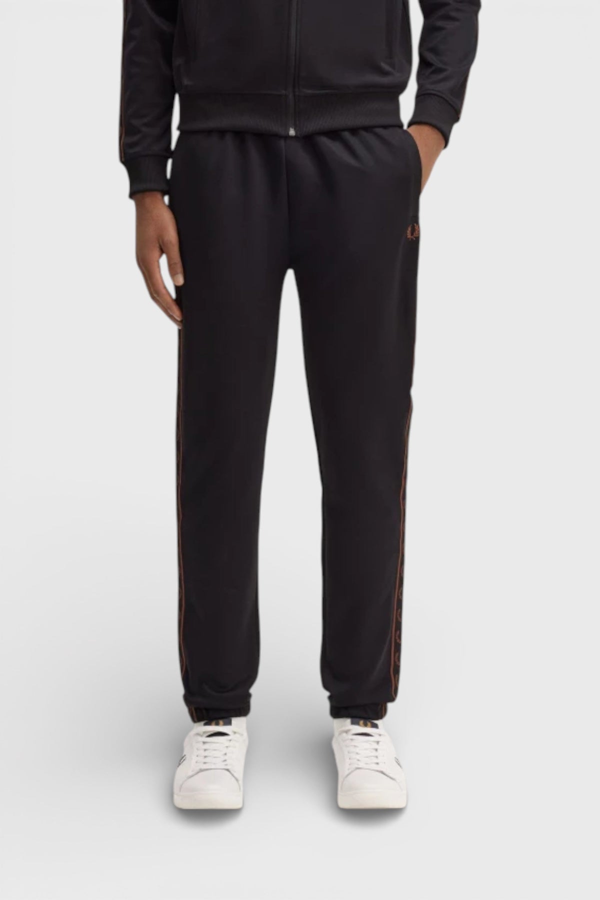 Fred Perry Contrast Taped Track Pants Black Brown