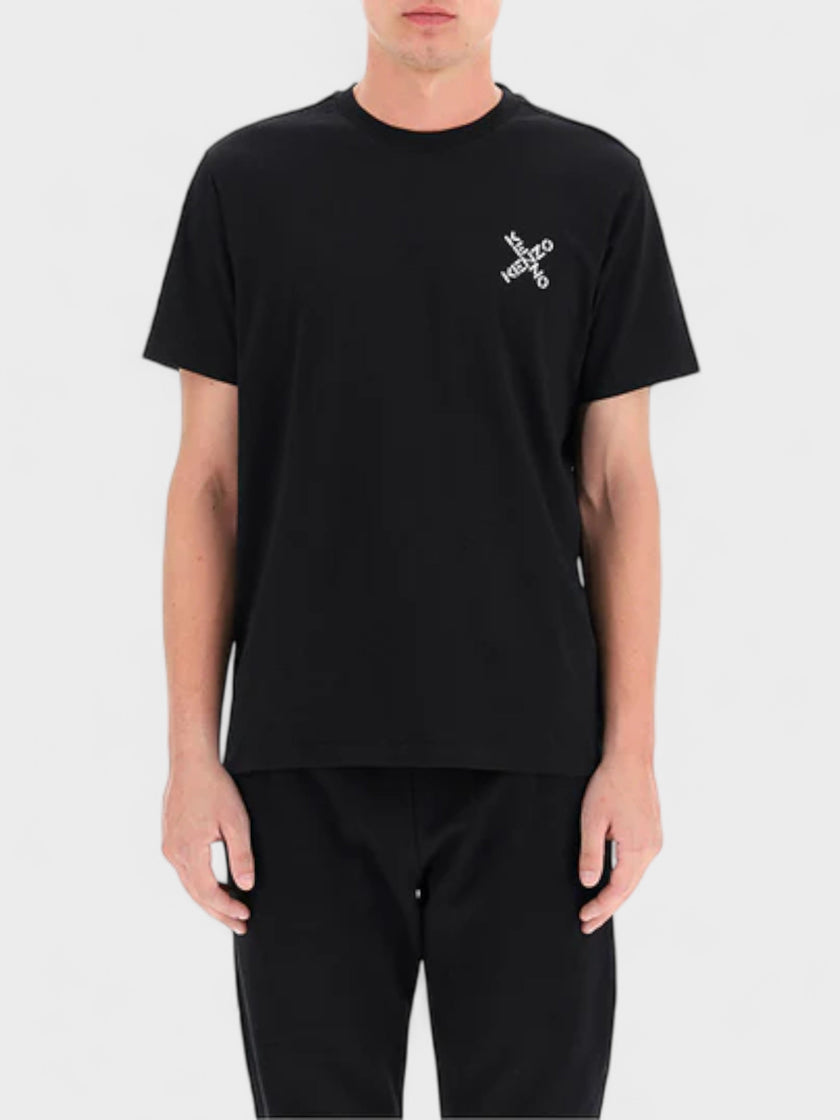 Kenzo Cross Logo Print T Shirt Black