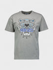 Tiger Graphic T Shirt Grey Blue