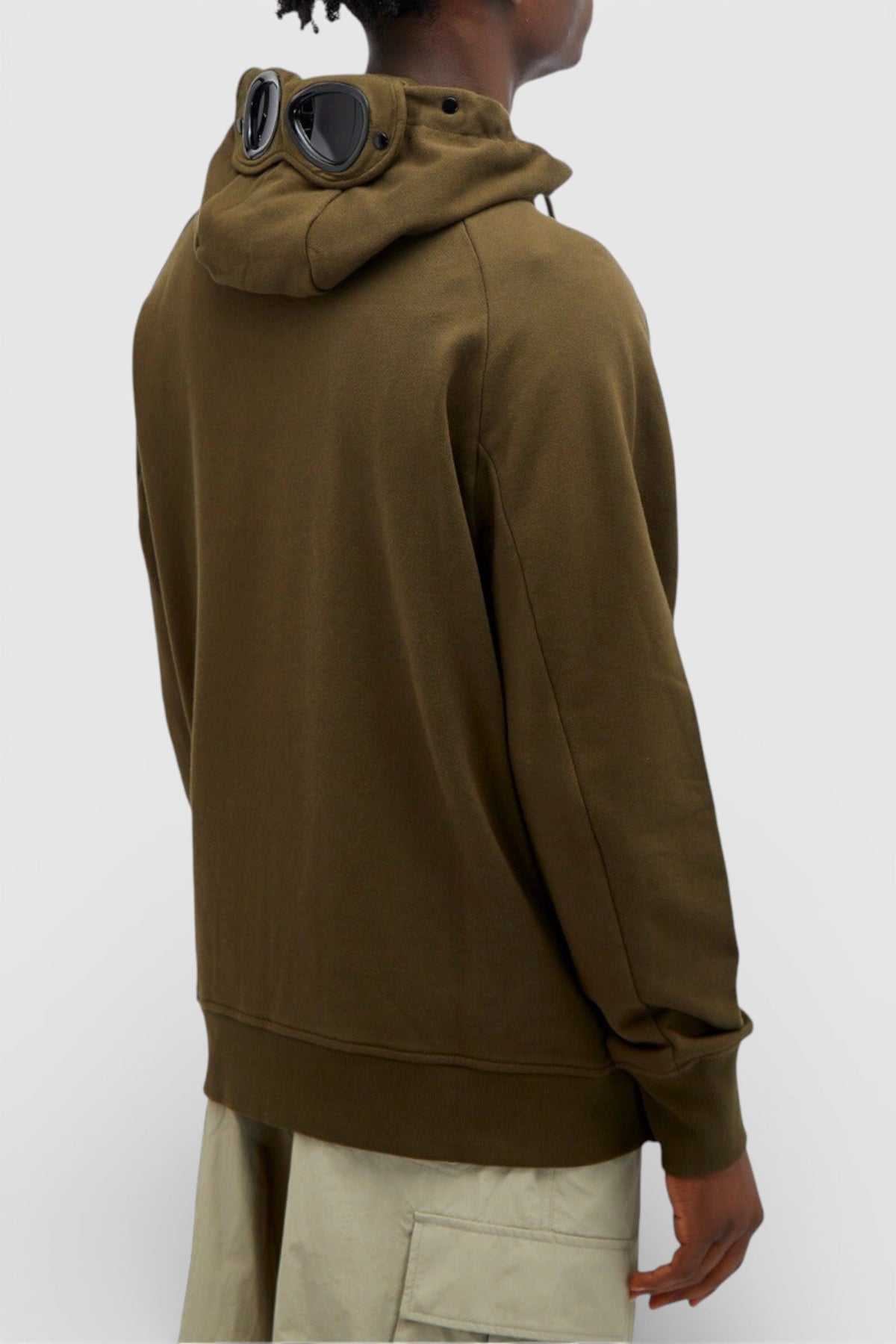 Diagonal Fleece Zip Goggle Hoodie Ivy Green