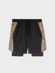 Off-White Diag Outline Block 2Layer Shorts Dark Sand