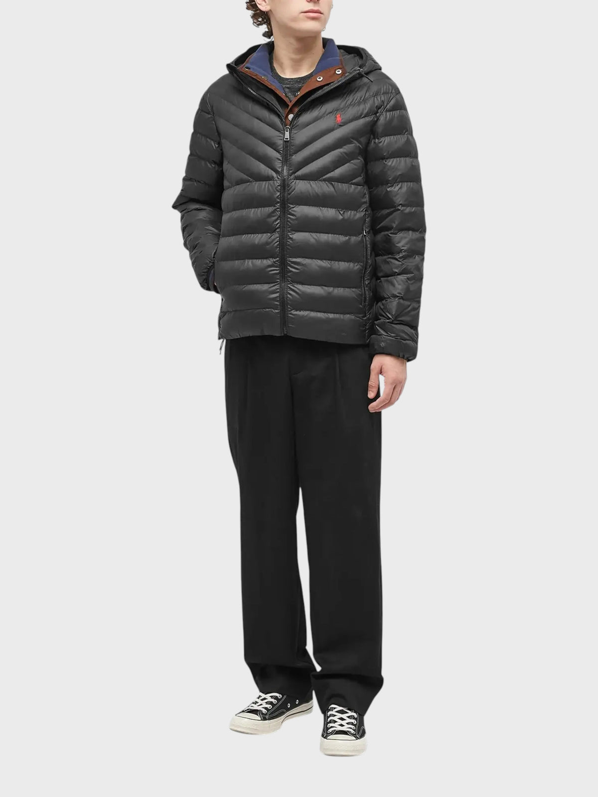 Polo Ralph Lauren Men's Terra Chevron Insulated Hooded Jacket Polo Black