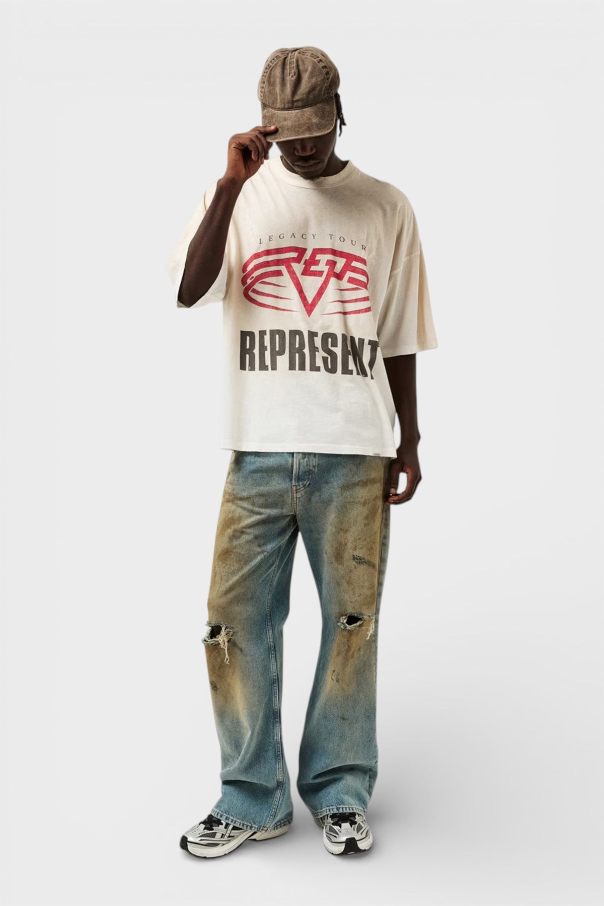 Represent Reversible Rep Living Legacy Oversized T-Shirt Washed Ecru