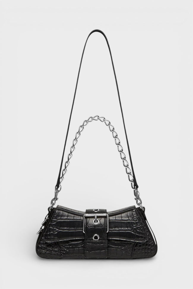Lindsay Leather Shoulder Bag Black