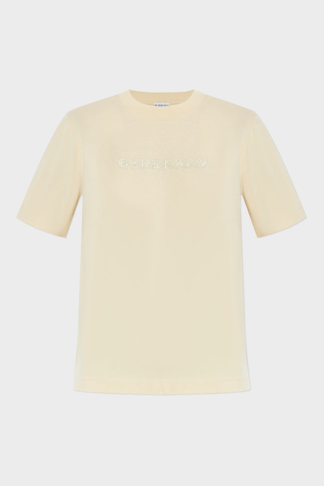 Paisley Print Logo T Shirt Candle Beige