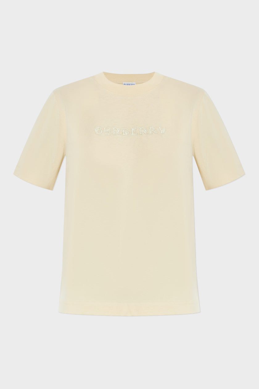 Paisley Print Logo T Shirt Candle Beige