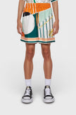 Drawstring Silk Shorts Court Abstrait