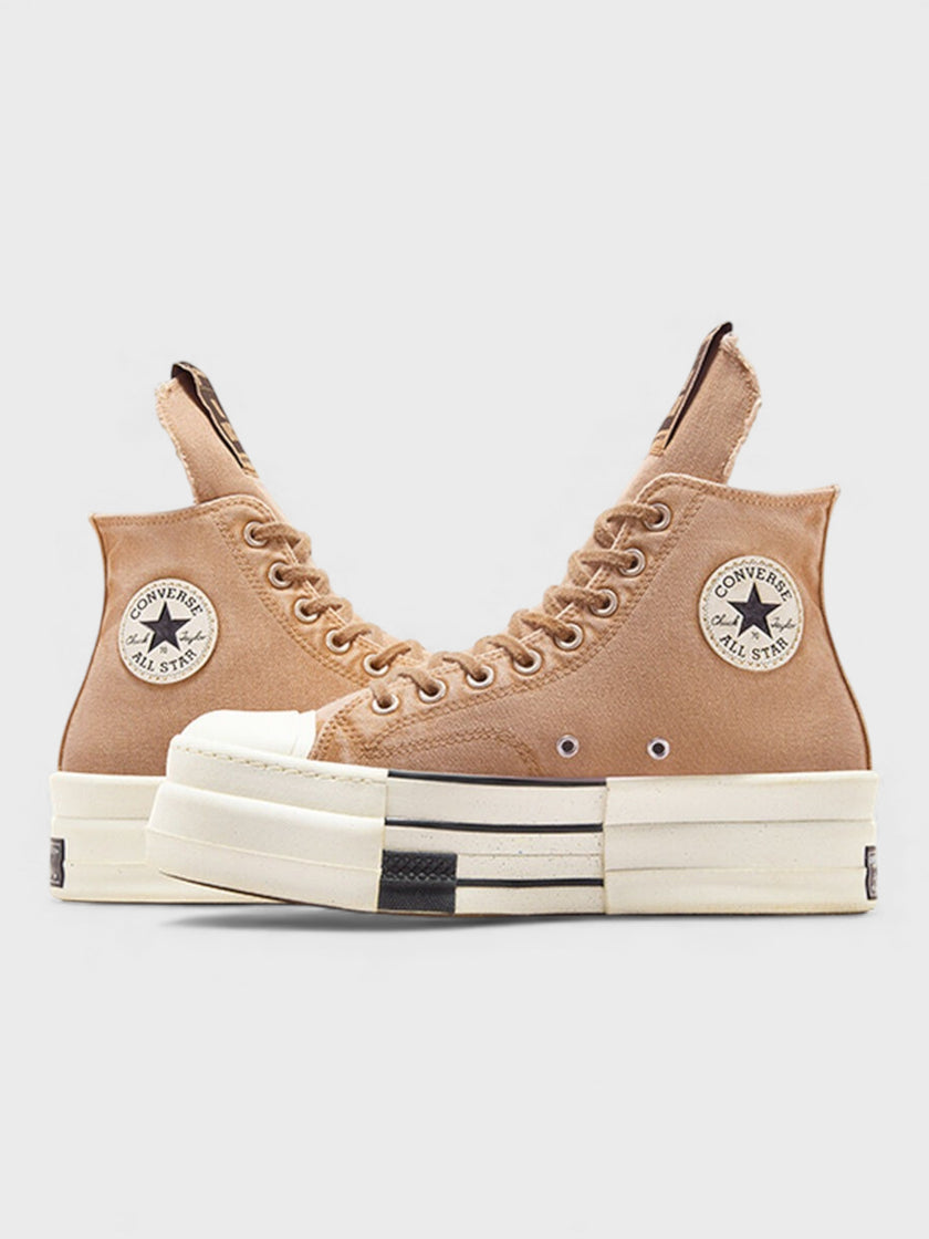 Rick Owens DRKSHDW DBL DRKSTAR Chuck 70 High Washed Canvas Brown