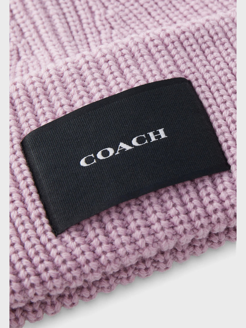 Coach Woven Patch Beanie Faded Pink
