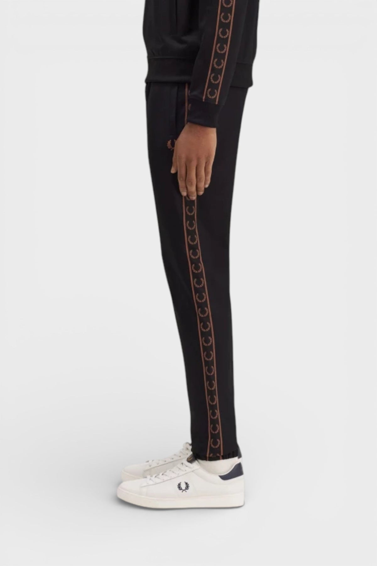 Fred Perry Contrast Taped Track Pants Black Brown