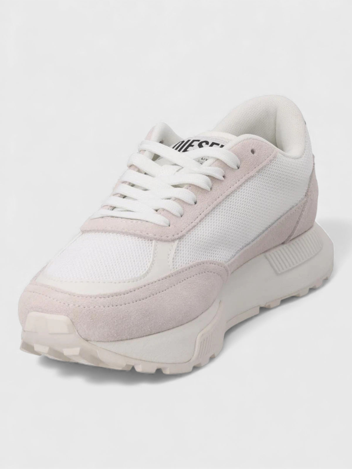 Diesel Womens Tyche Runner Sneakers Suede Fabric White