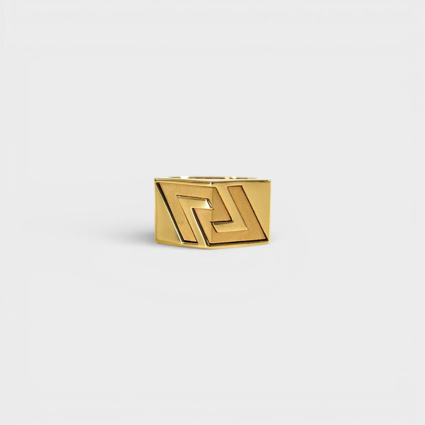 Greca Engraved Gold Ring