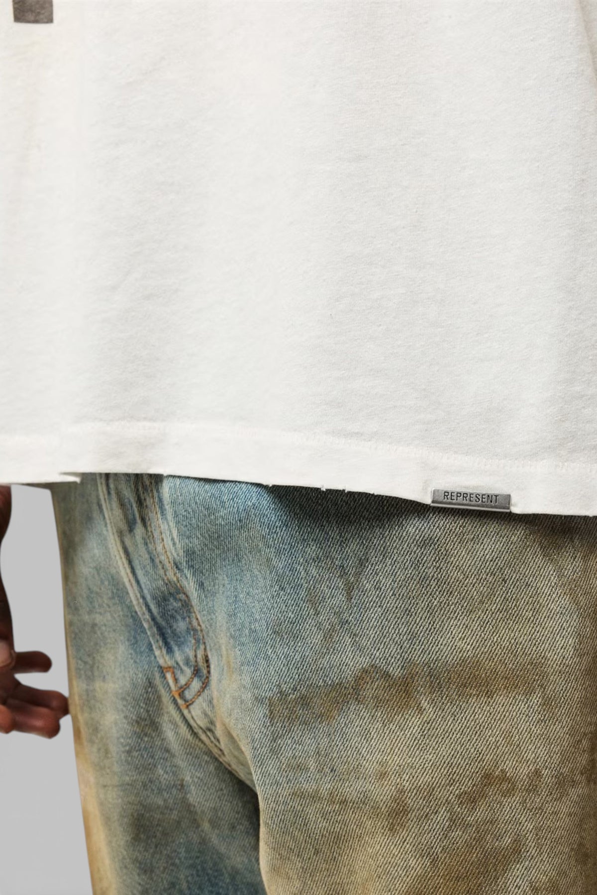 Represent Reversible Rep Living Legacy Oversized T-Shirt Washed Ecru